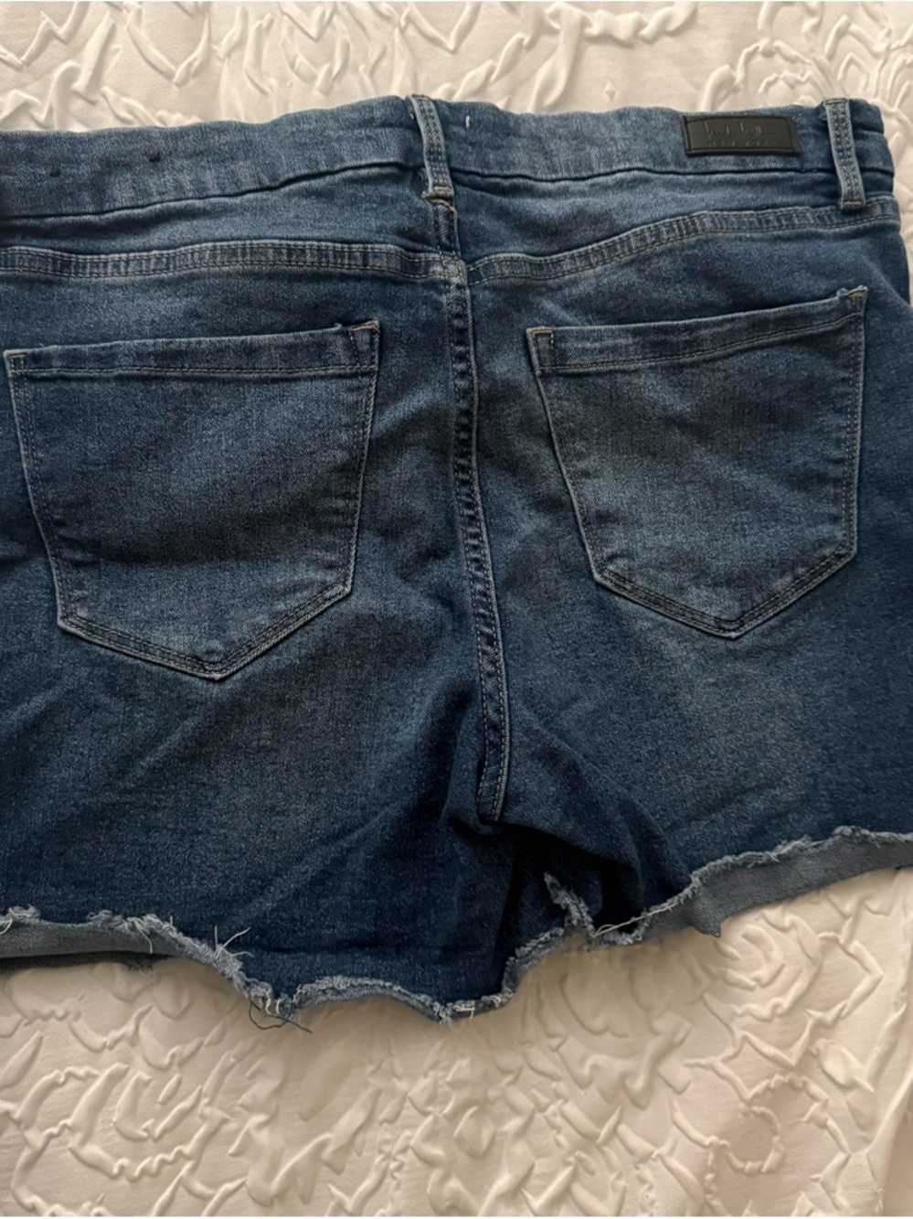 Nicole Miller Dark Blue Distressed Denim Shorts - Picture 2 of 2